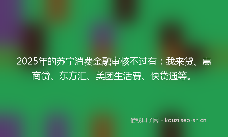 2025年的苏宁消费金融审核不过有：我来贷、惠商贷、东方汇、美团生活费、快贷通等。