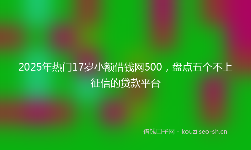 2025年热门17岁小额借钱网500，盘点五个不上征信的贷款平台