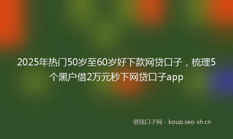 2025年热门50岁至60岁好下款网贷口子，梳理5个黑户借2万元秒下网贷口子app