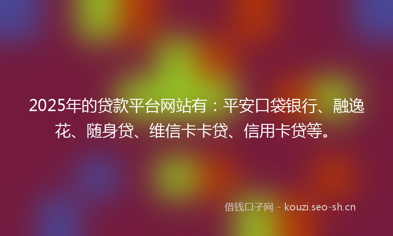 2025年的贷款平台网站有：平安口袋银行、融逸花、随身贷、维信卡卡贷、信用卡贷等。