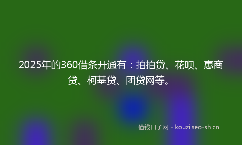 2025年的360借条开通有：拍拍贷、花呗、惠商贷、柯基贷、团贷网等。