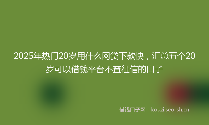2025年热门20岁用什么网贷下款快，汇总五个20岁可以借钱平台不查征信的口子