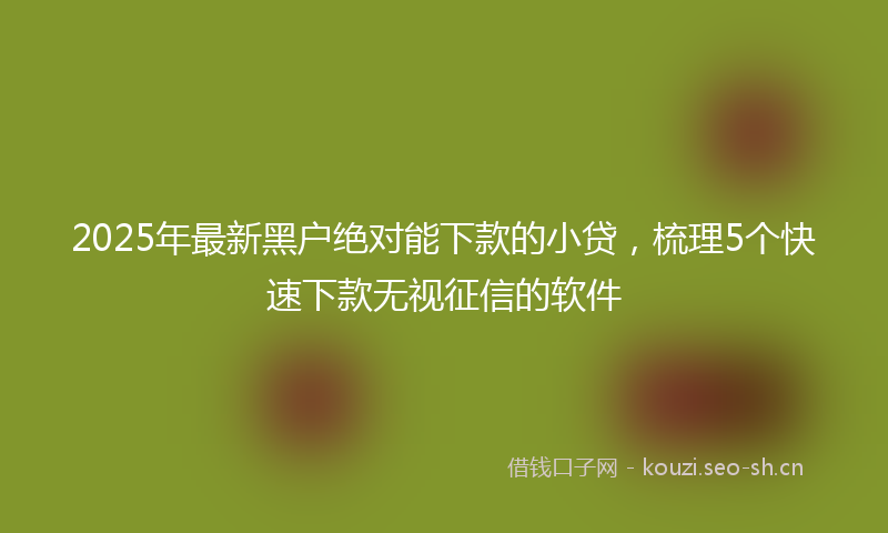 2025年最新黑户绝对能下款的小贷，梳理5个快速下款无视征信的软件