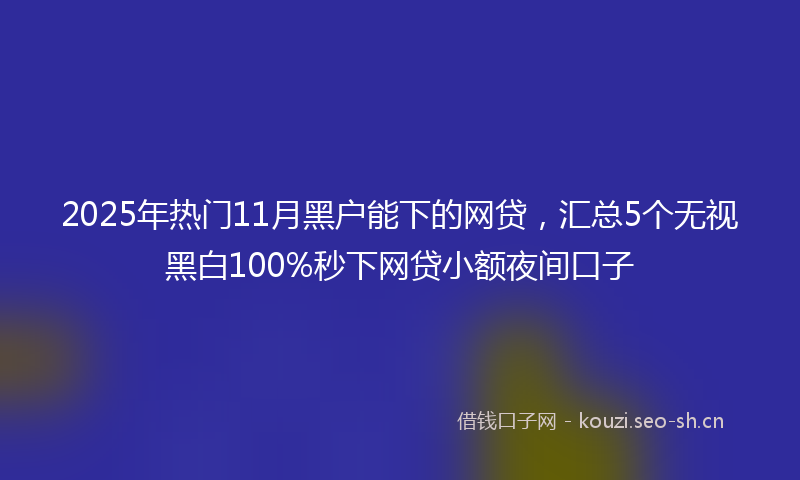2025年热门11月黑户能下的网贷，汇总5个无视黑白100%秒下网贷小额夜间口子
