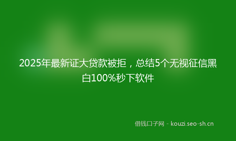2025年最新证大贷款被拒，总结5个无视征信黑白100%秒下软件