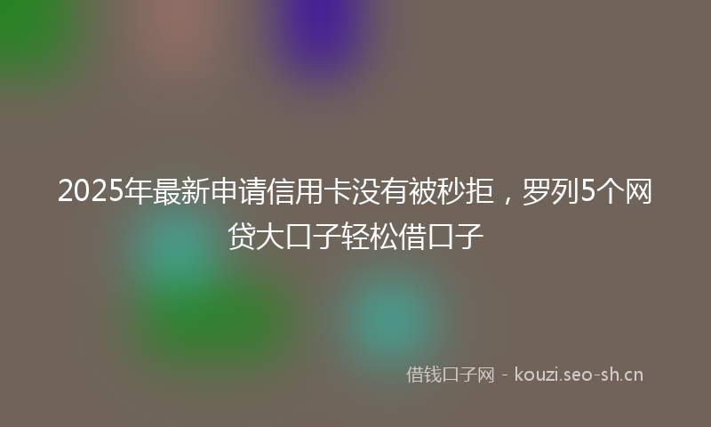2025年最新申请信用卡没有被秒拒，罗列5个网贷大口子轻松借口子