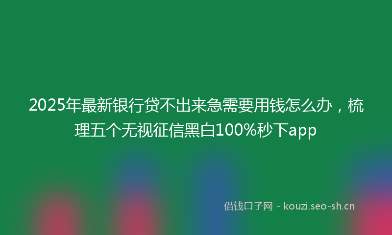 2025年最新银行贷不出来急需要用钱怎么办，梳理五个无视征信黑白100%秒下app