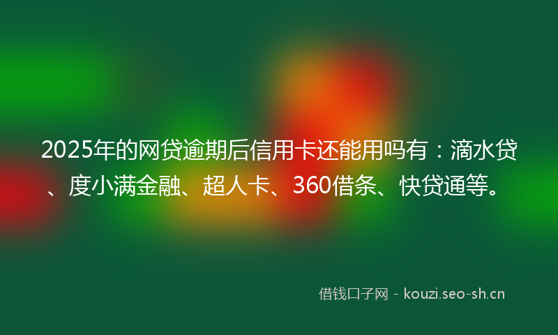 2025年的网贷逾期后信用卡还能用吗有：滴水贷、度小满金融、超人卡、360借条、快贷通等。
