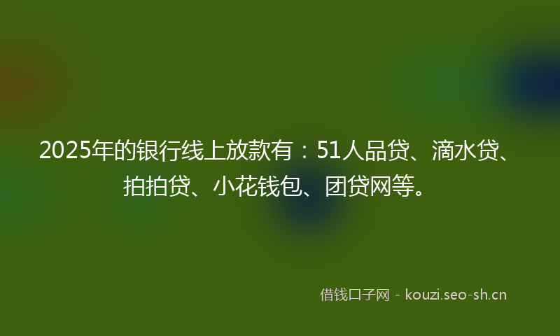 2025年的银行线上放款有：51人品贷、滴水贷、拍拍贷、小花钱包、团贷网等。
