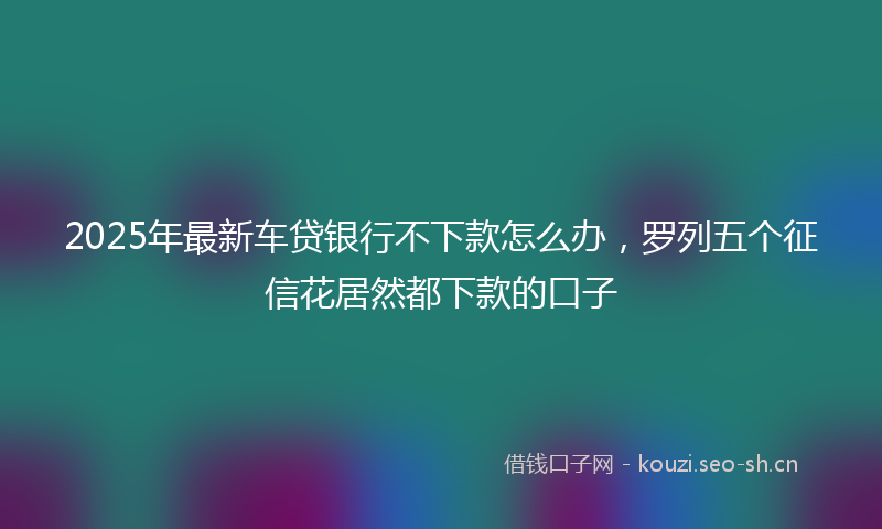 2025年最新车贷银行不下款怎么办，罗列五个征信花居然都下款的口子