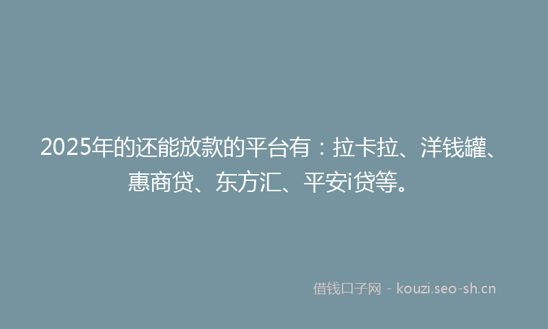 2025年的还能放款的平台有：拉卡拉、洋钱罐、惠商贷、东方汇、平安i贷等。