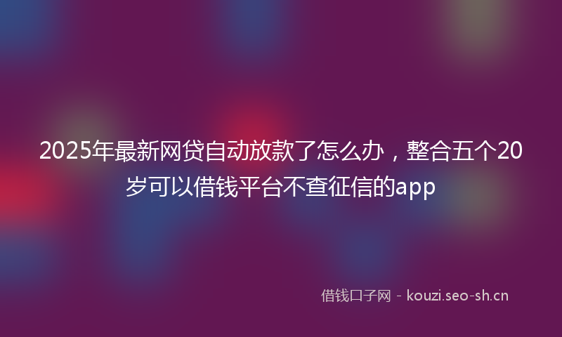 2025年最新网贷自动放款了怎么办，整合五个20岁可以借钱平台不查征信的app