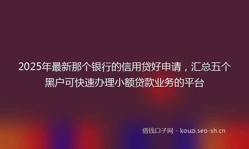 2025年最新那个银行的信用贷好申请，汇总五个黑户可快速办理小额贷款业务的平台
