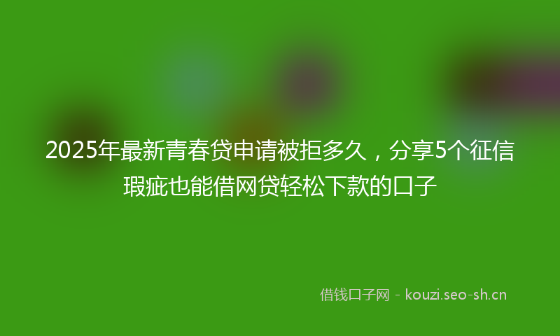 2025年最新青春贷申请被拒多久，分享5个征信瑕疵也能借网贷轻松下款的口子