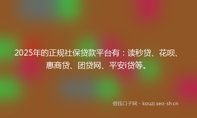2025年的正规社保贷款平台有：读秒贷、花呗、惠商贷、团贷网、平安i贷等。