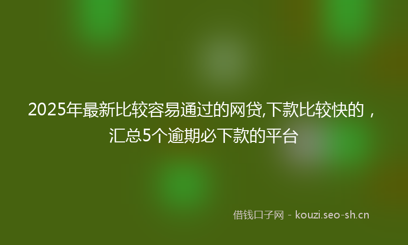 2025年最新比较容易通过的网贷,下款比较快的，汇总5个逾期必下款的平台