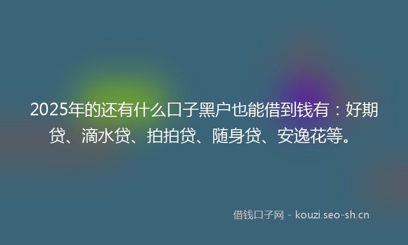 2025年的还有什么口子黑户也能借到钱有：好期贷、滴水贷、拍拍贷、随身贷、安逸花等。