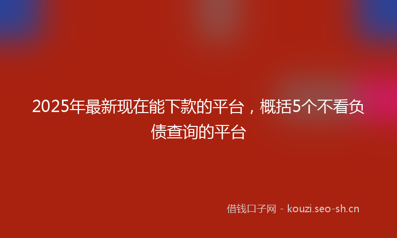 2025年最新现在能下款的平台，概括5个不看负债查询的平台