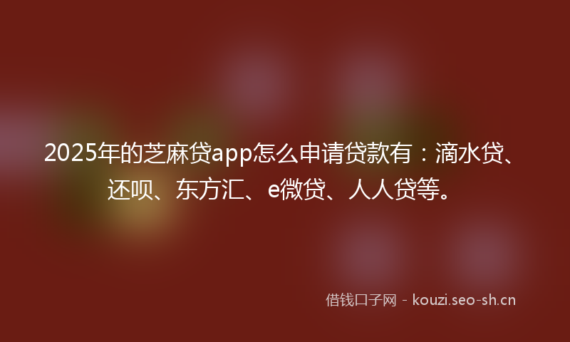 2025年的芝麻贷app怎么申请贷款有：滴水贷、还呗、东方汇、e微贷、人人贷等。