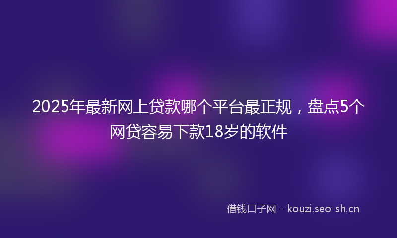 2025年最新网上贷款哪个平台最正规，盘点5个网贷容易下款18岁的软件