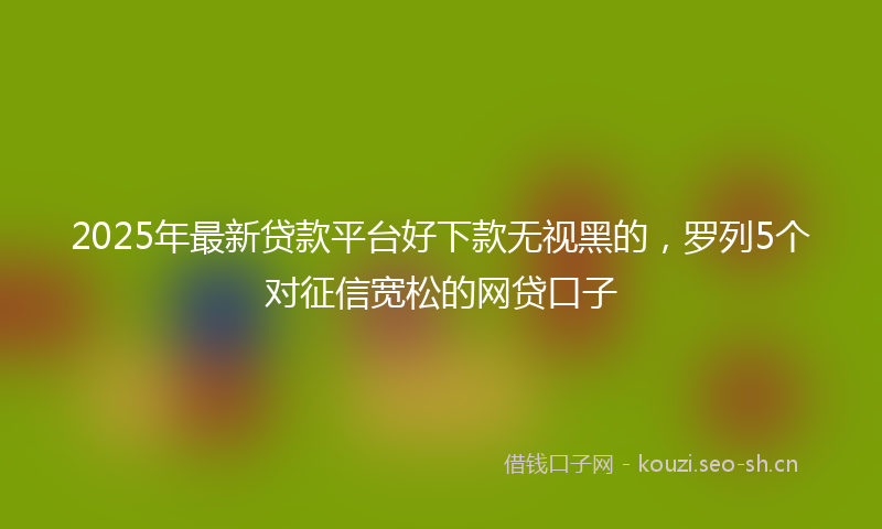 2025年最新贷款平台好下款无视黑的，罗列5个对征信宽松的网贷口子
