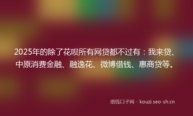 2025年的除了花呗所有网贷都不过有：我来贷、中原消费金融、融逸花、微博借钱、惠商贷等。
