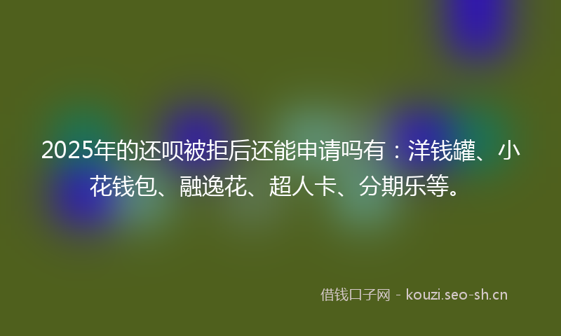 2025年的还呗被拒后还能申请吗有：洋钱罐、小花钱包、融逸花、超人卡、分期乐等。