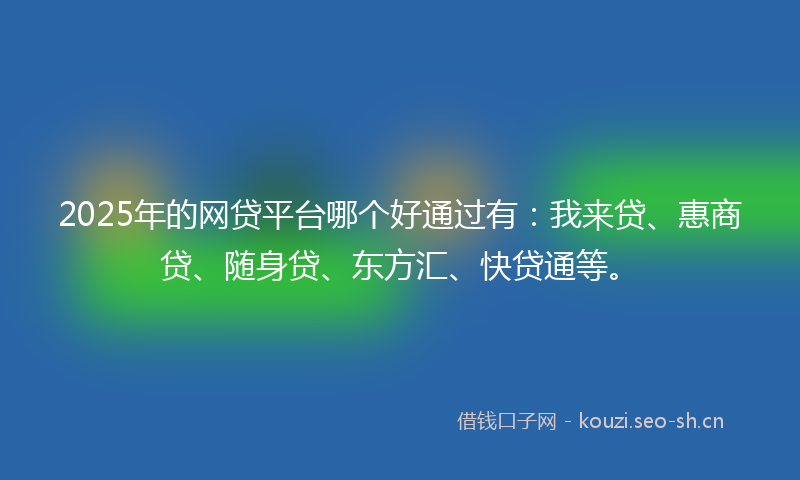 2025年的网贷平台哪个好通过有：我来贷、惠商贷、随身贷、东方汇、快贷通等。