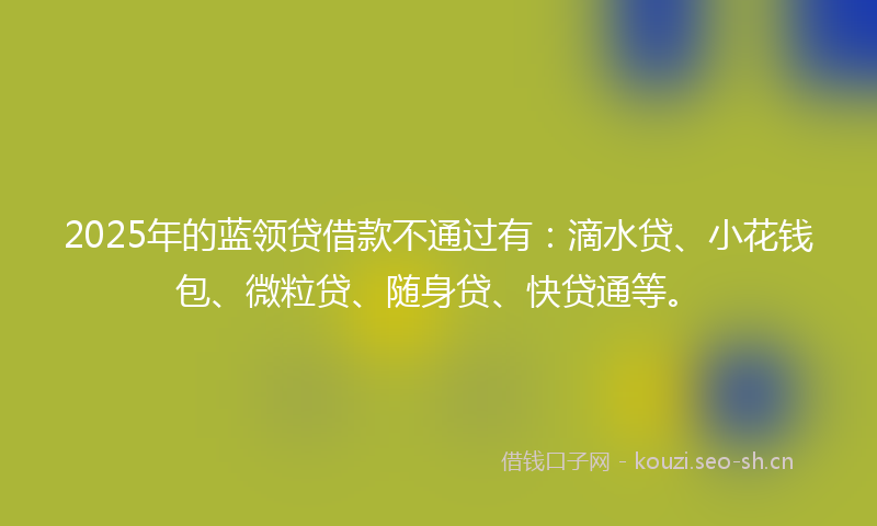 2025年的蓝领贷借款不通过有：滴水贷、小花钱包、微粒贷、随身贷、快贷通等。