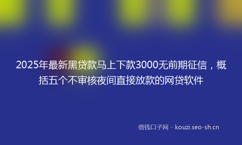 2025年最新黑贷款马上下款3000无前期征信，概括五个不审核夜间直接放款的网贷软件