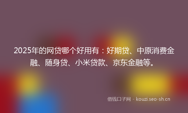 2025年的网贷哪个好用有：好期贷、中原消费金融、随身贷、小米贷款、京东金融等。