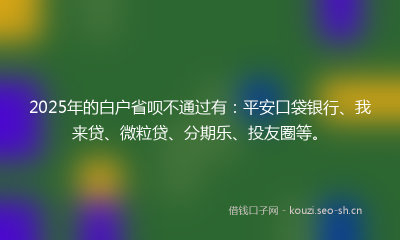 2025年的白户省呗不通过有：平安口袋银行、我来贷、微粒贷、分期乐、投友圈等。