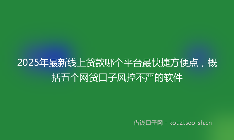 2025年最新线上贷款哪个平台最快捷方便点，概括五个网贷口子风控不严的软件