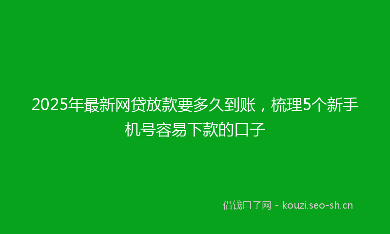 2025年最新网贷放款要多久到账，梳理5个新手机号容易下款的口子