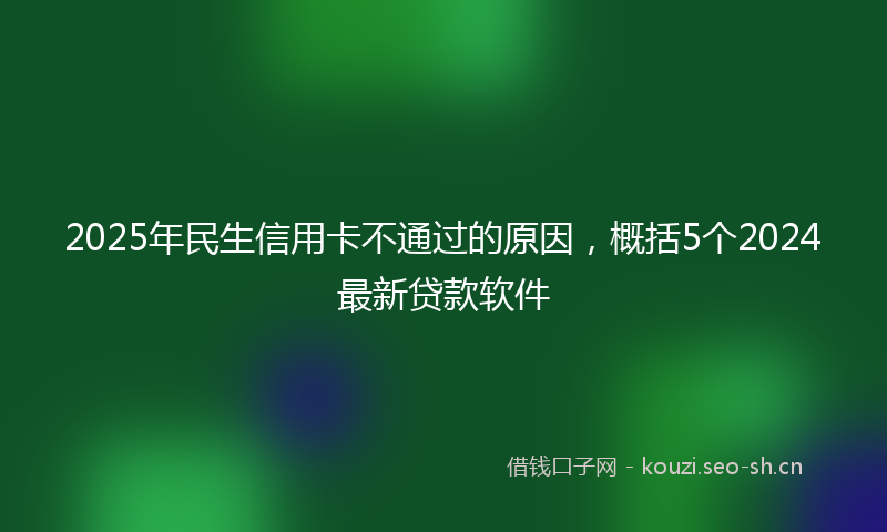 2025年民生信用卡不通过的原因，概括5个2024最新贷款软件