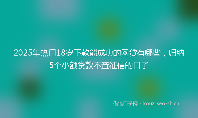 2025年热门18岁下款能成功的网贷有哪些，归纳5个小额贷款不查征信的口子