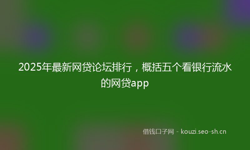 2025年最新网贷论坛排行，概括五个看银行流水的网贷app