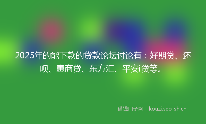 2025年的能下款的贷款论坛讨论有：好期贷、还呗、惠商贷、东方汇、平安i贷等。