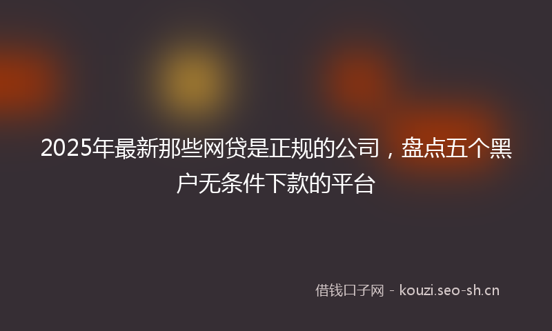 2025年最新那些网贷是正规的公司，盘点五个黑户无条件下款的平台