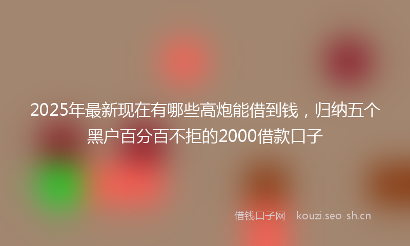 2025年最新现在有哪些高炮能借到钱，归纳五个黑户百分百不拒的2000借款口子