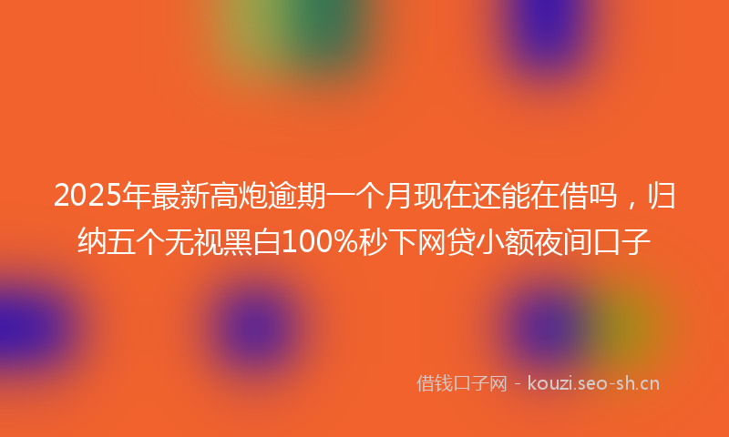 2025年最新高炮逾期一个月现在还能在借吗，归纳五个无视黑白100%秒下网贷小额夜间口子