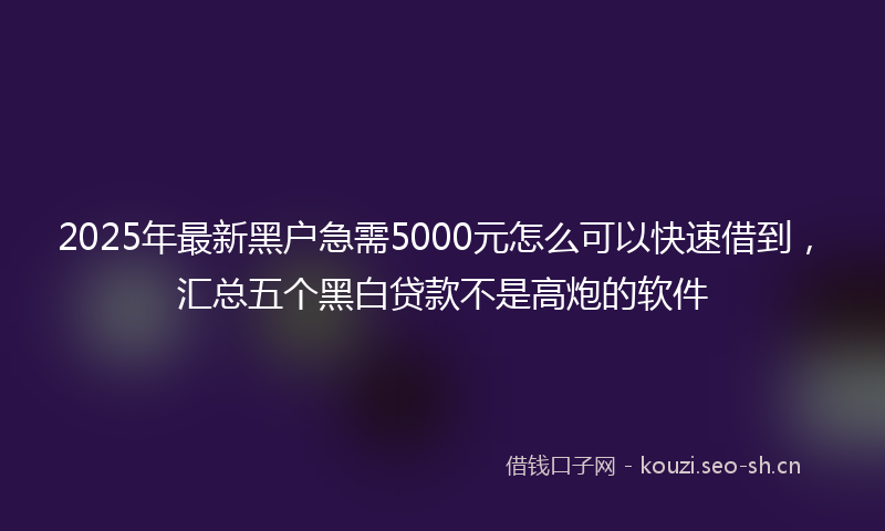 2025年最新黑户急需5000元怎么可以快速借到，汇总五个黑白贷款不是高炮的软件