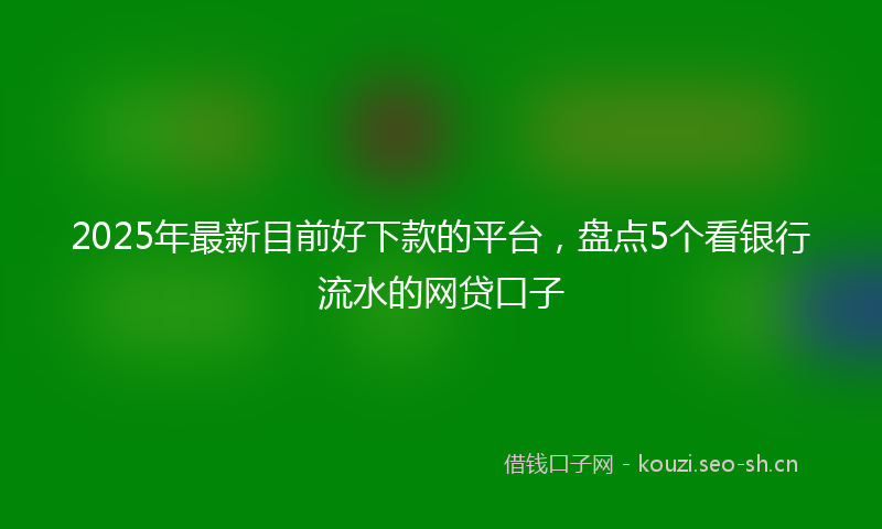 2025年最新目前好下款的平台，盘点5个看银行流水的网贷口子