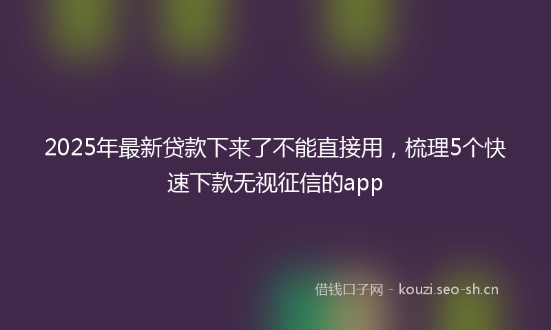2025年最新贷款下来了不能直接用，梳理5个快速下款无视征信的app