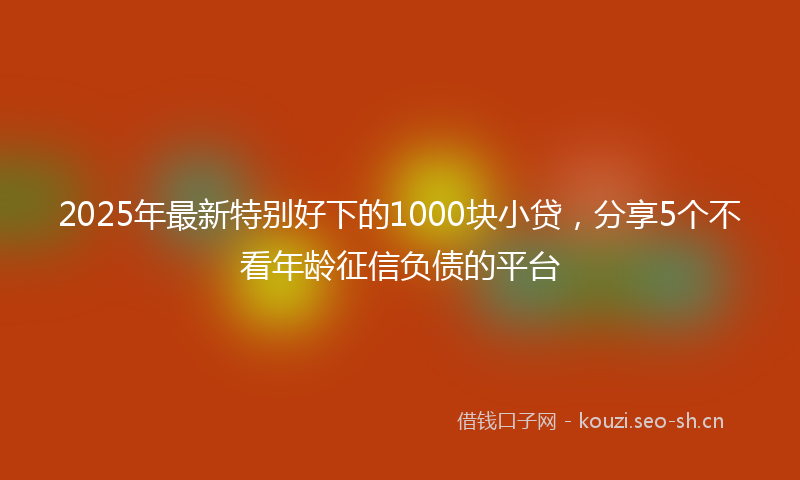 2025年最新特别好下的1000块小贷，分享5个不看年龄征信负债的平台