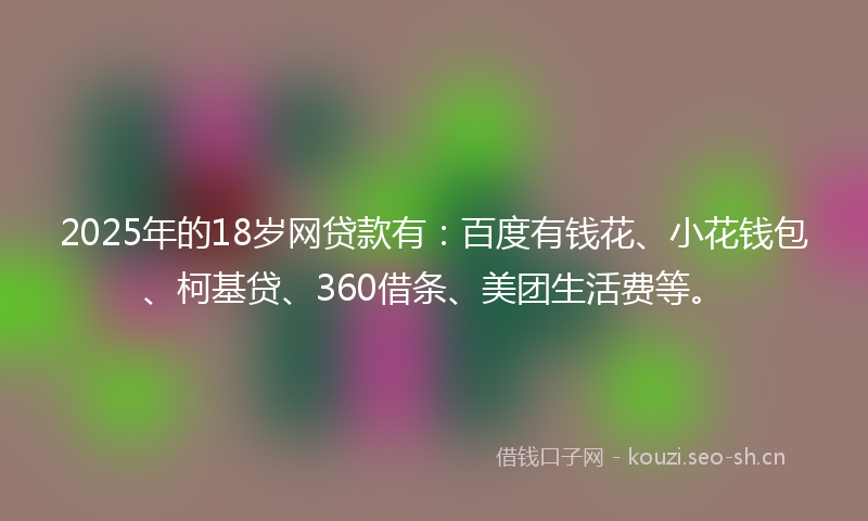 2025年的18岁网贷款有：百度有钱花、小花钱包、柯基贷、360借条、美团生活费等。