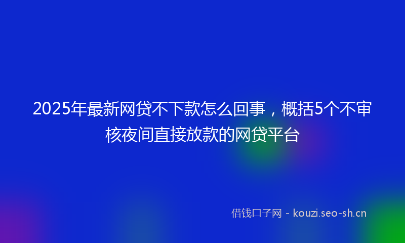 2025年最新网贷不下款怎么回事，概括5个不审核夜间直接放款的网贷平台
