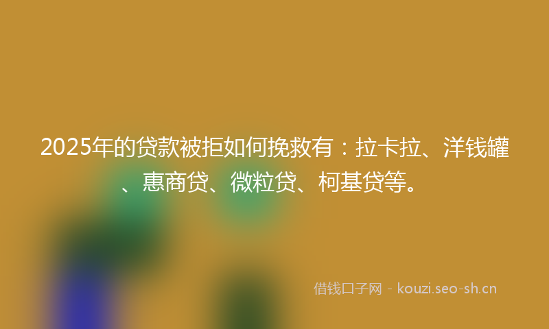 2025年的贷款被拒如何挽救有：拉卡拉、洋钱罐、惠商贷、微粒贷、柯基贷等。