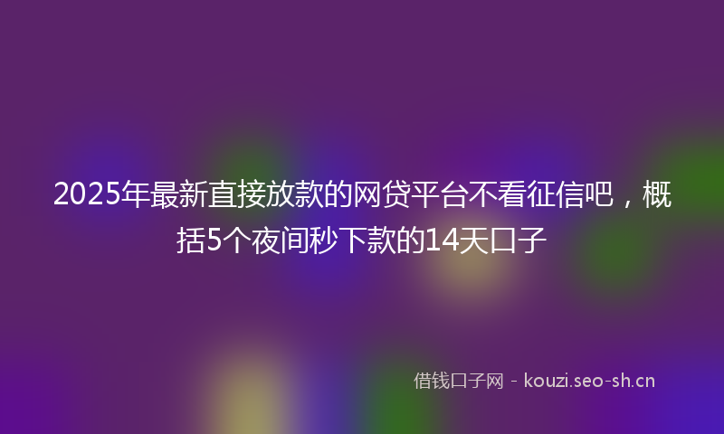 2025年最新直接放款的网贷平台不看征信吧，概括5个夜间秒下款的14天口子