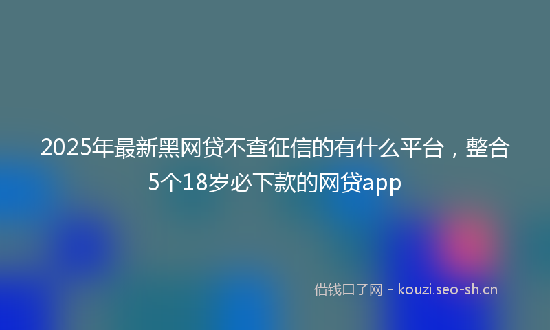 2025年最新黑网贷不查征信的有什么平台，整合5个18岁必下款的网贷app